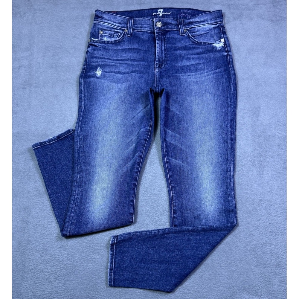 7 For All Mankind Jeans Womens 29x28 The Skinny Ankle Midrise Stretch USA